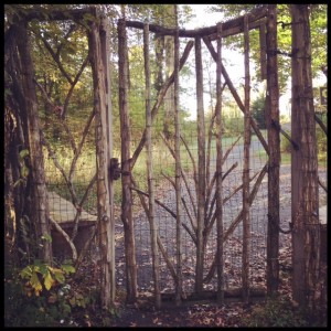 This garden gate demonstrates a nature loving ethos.