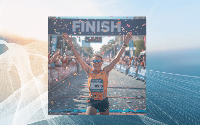 picture of a runner crossing the finish line